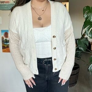Madewell Ivory and Tan Knit Sweater